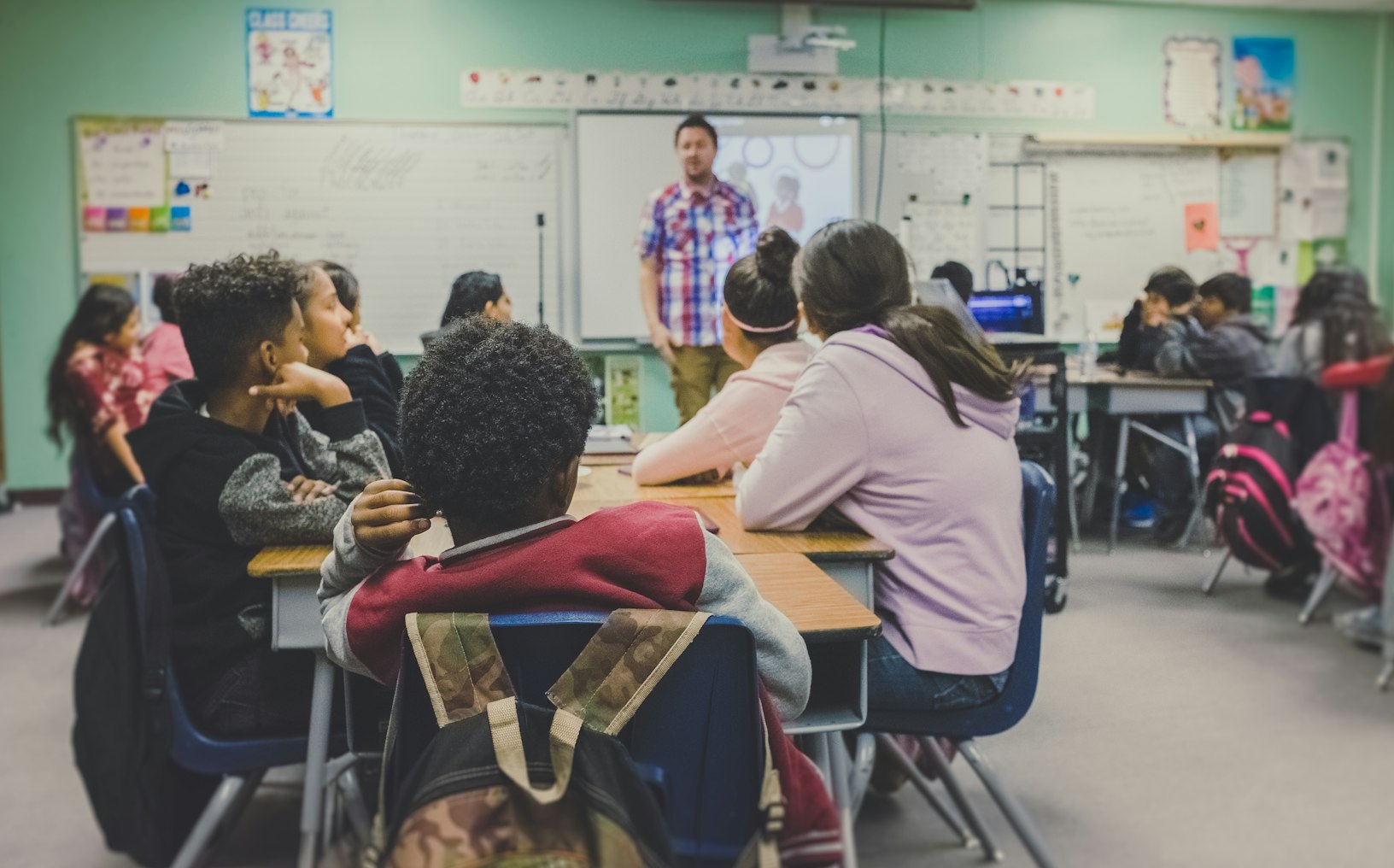 Secondary school students in classroom